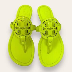 Tory Burch Patent Leather Miller Sandal Fluorescent Neon Yellow 6 Women’s